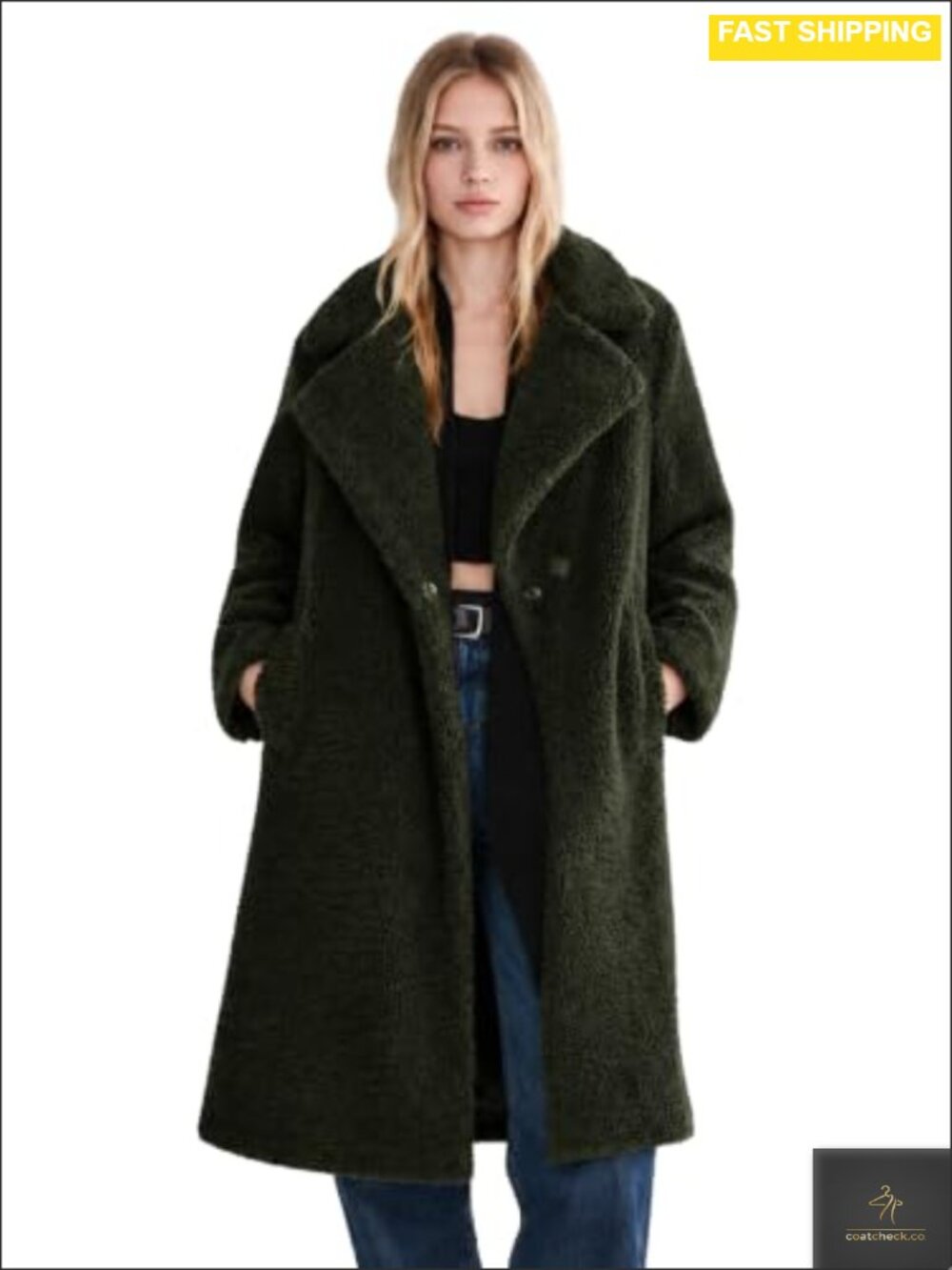 Oversized Teddy Coat Mid-Length Sherpa Faux Fur Jacket